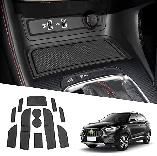 Ruiya MG ZS EV Facelift 2021-2024 2025 Car Rubber Mats - Non-Slip Interior Mats With Armrest, Drink Holder and Centre Console Accessories
