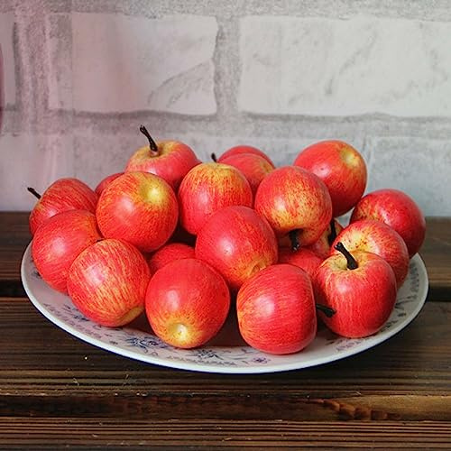 PETSTIBLE Lot de 10 petites pommes artificielles en plastique pour décoration d'intérieur (rouge)