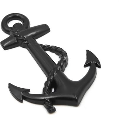 Black Metal Boat Anchor Shape Car Auto Decor Sticker Adhesive Decal Custom Boating Bumper Sticker, for Tumblers, Laptops, Car Windows