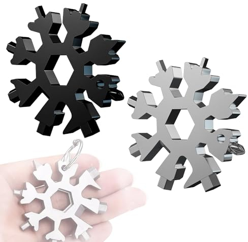 Paquete de 2 Herramientas Multiusos en Forma de Copo de Nieve de 18 en 1, Herramienta Portátil de Acero Inoxidable, Multiherramienta de Copo de Nieve de Acero Inoxidable, Abrebotellas