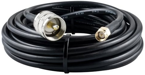 YILIANDUO 5M/16.4ft Cable coaxial RF de cobre puro RG58 SMA macho a UHF PL-259 macho para analizador de antena, antena portátil básica y radio CB, medidor SWR, carga ficticia, radio Baofeng
