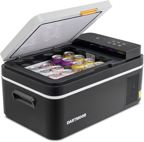 DARTMOOR Car Fridge Freezer, 20L Portable Car Refrigerator, Dual Power DC 12/24V & AC 100-240V Car Fridge, Electric Cooler for Camping Road Trips Picnics Home, -20°C to 20°C