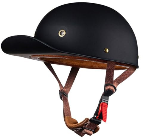 Cappellino Da Baseball Casco Jet Moto Vintage,Mezzo Casco Da Motociclista Uomo Donna Portatile Casco A Scodella Caschi Demi ECE Approvato Cruiser Chopper Scooter Ciclomotore 13,XL:61-62CM