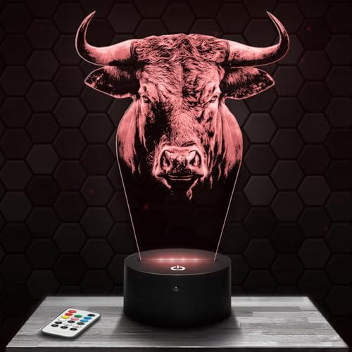 Nachttischlampe Stierkopf Dekoration Sammlung Stierkopf Tier Tiere Kuh Rodeo Stierkampf Rind Horn Geschenkidee Mann Frau Objekt Stierkopf Nachtlicht Erwachsene Dekoration Schlafzimmer Weihnachten
