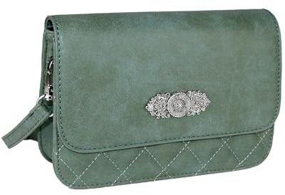 Gesteppte Handtasche Fabia mit Trachten Applikation | Dunkelgün