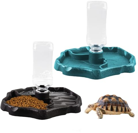 MEYAGOT Distributeur d'eau pour Reptile,2 Pièces Abreuvoir Tortue,Mangeoire Gamelle Tortue,Bol d'eau De Nourriture pour Reptiles pour Tortues,Hamsters,Lézards,Geckos,Serpents,Grenouilles