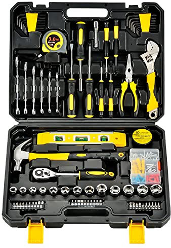 Hodeffior 108 PCS Household Mechanic Tool Set Craftsman Basic Tool Kit Mechanic Hand Tool Set for Car Motorbike Repair Daily Maintenance DIY Home
