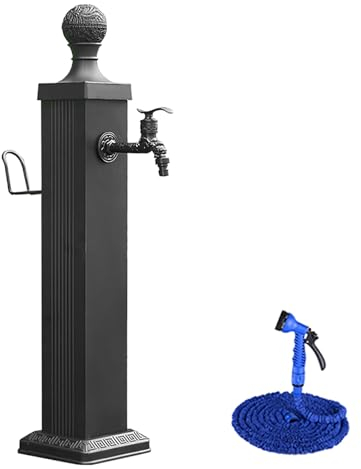 Wassersäule Garten Aluminium, Wasserzapfsäule Garten mit Wasserhahn und Spritzpistole, Frostschutzwasserhahn für Den Außenbereich, Wasserspender, Hydranten, für Bewässerung(74cm/29in)