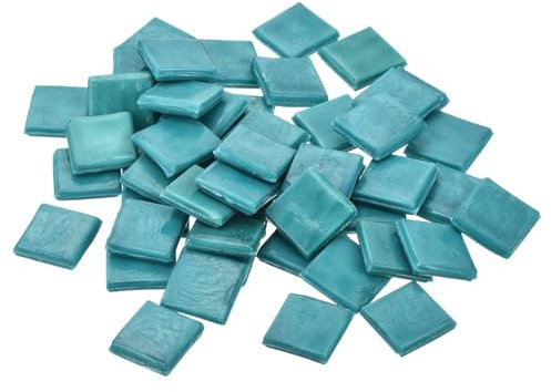 QUARKZMAN Mosaikfliesen, Glasmosaik Mosaiksteine zum Basteln Mini Mosaikfliese DIY Hobbys Handgemachter Kristall Freier Handwerksmaterial Kreativität (Tiefes Minzgrün Packung mit 50)