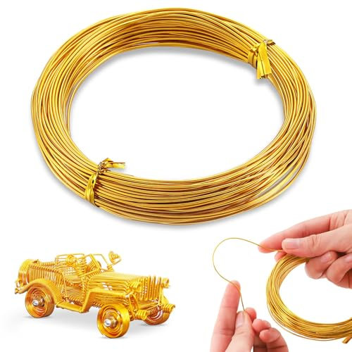 POPOYU Craft Wire Aluminum 18Gauge 1mm,165Feet Light gold FloristWire FloraWires,Metal Modelling Wire Armature Wire for Jewellery Making,Stainless Steel Wires for Craft,Floral,Jewellery Making Tools