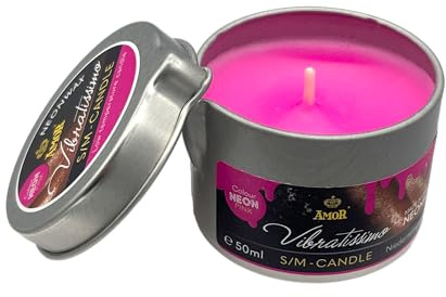 VIBRATISSIMO S/M Kerze Neon Pink 50 ml | Niedertemperatur in neon-pink | Hochwertiger Kerzenwachs geruchlos | Tropfkerze Für Erotik Spiele | Romantische Für Paare | Wax Candle