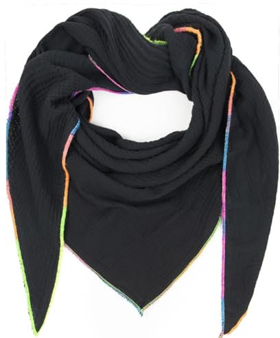 Gloop Damen Schal XXL Dreieckstuch Damen Dreieck Halstuch Baumwolle Musselin Poncho ohne Kratze an Haut Hergestellt in Italien 135 cm×135 cm×220 cm