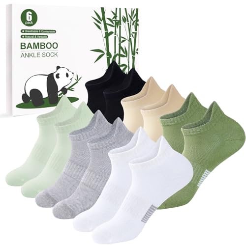 inaWarm Bambus Sneaker Socken Damen 39-42 35-38, 6 Paar Atmungsaktive Sportsocken, Kurze Laufsocken Damen Geschenk mit Geschenkbox 35-38 Mehrfarbig