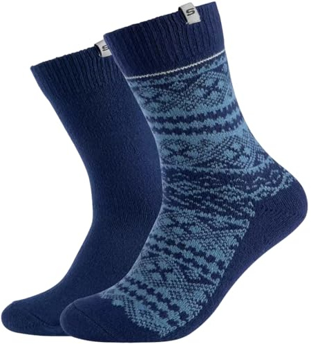 Skechers 2PPK Men Casual Fashion Jacquard Socks SK41049-5501, Men socks, Navy, 39-42 EU