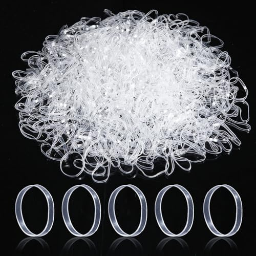 Rubber Bands 1000Pcs Clear Small Rubber Elastic Bands Natural Soft Bands for Tie Dye, Hair Home, Pens, Wedding Hairstyle,Catapults, Bills, Bank Paper, Office Supplies(22mm)