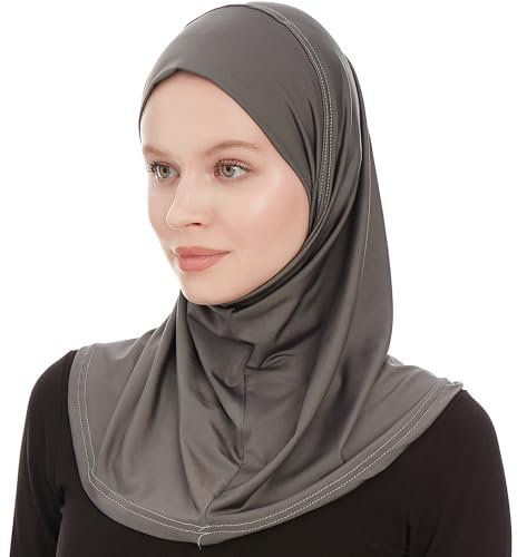 Ayisah Hijab Kopftuch Damen Muslimisch - Dunkelgrau Instant Kopftuch - Ready To Wear Schal - One Piece Amira Hijab Schal - Kopftücher Für Damen