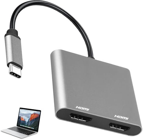 4-in-1 USB-C HDMI Adapter | 4K@60Hz, USB 3.0 5Gbps, 100W PD Schnellladung | Kompatibel mit MacBook Pro/Air, iPad Pro, Samsung S24, Surface, HP, Lenovo | Aluminium Multiport Hub