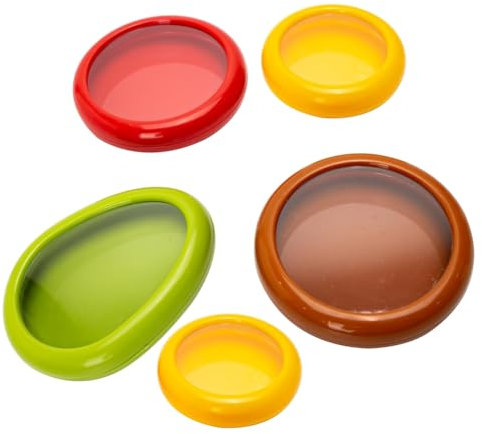 Sctecoau Juego de 5 Recipientes de Silicona para Guardar Aguacates, Cebollas y Frutas Cortadas A la Mitad: Utensilios de Cocina Reutilizables para el Frigorífico