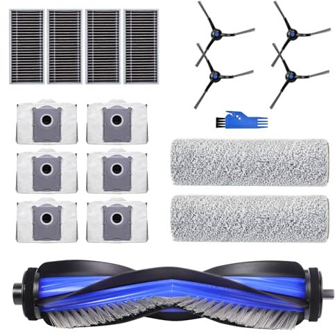 VIEWALL Accessoires pour ECOVACS DEEBOT X8 Pro Omni/X8 Omni aspirateur,1 Brosse Principale,2 Rouleaux de Lingettes,4 Brosses Latérales,4 Filtres HEPA,6 Sacs à Poussière,1 Outil de Nettoyage