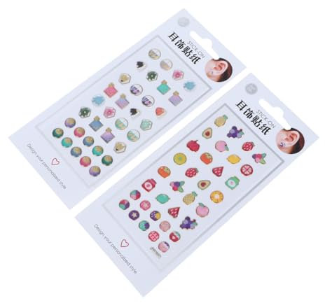 Abaodam 4sätze Ohrring-Aufkleber Cartoon Für Damen Selbstklebendes Papier Ohr-Dekoration Mit Nagel-aufklebern Und Ohr-aufklebern Unbedenklich Für Gesundheit