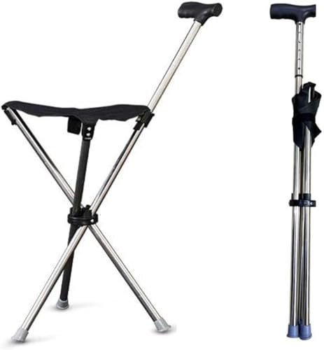 Bastone da passeggio pieghevole con sedile, sgabello leggero e bastone da viaggio, design compatto per anziani, aiuto e praticità