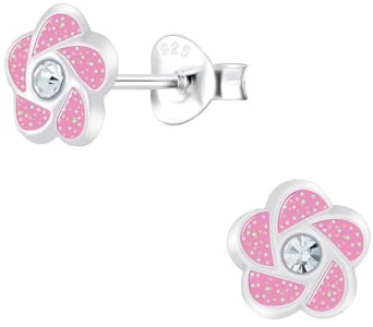 Monkimau Mädchen Ohrringe Blume | Ohrstecker aus 925 Sterling Silber | Kinderohrringe hypoallergen