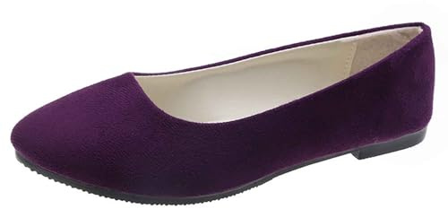 Women's Shoes 425 for Women Comfortable Everyday Loafers Perfect for Relaxing and Outing. Suede Design with Closed Toe and Heel. Versatile for Shoes Women's Ballerina Sporty, Dark purple, 10 UK