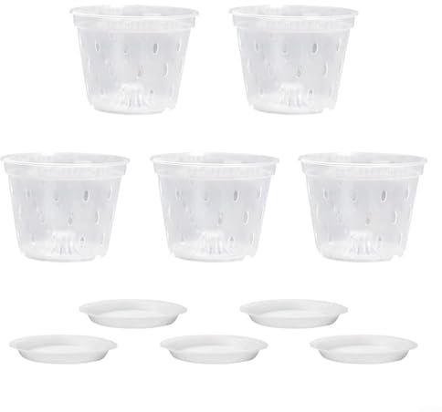 HavenDomicile Vasi trasparenti per orchidee, sistema di drenaggio da 17 cm, in plastica trasparente, contenitori per coltivazione da interni, con base per la cura delle orchidee (B)