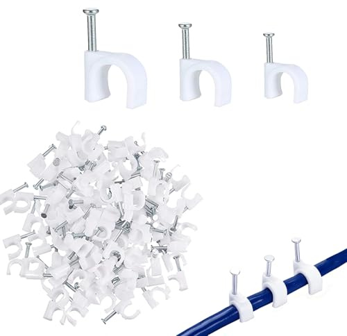 CQXSYTBN 300 Clips Redondos para Cables, 4 mm, 6 mm, 8 mm, Organizador de Cables para Ethernet, fácil instalación, Ideal para hogares y oficinas