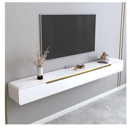 TV Stand Floating TV Cabinet, Minimalist Wall-mounted Hanging, Small-sized Living Room Storage Rack TV Console(White,Small)