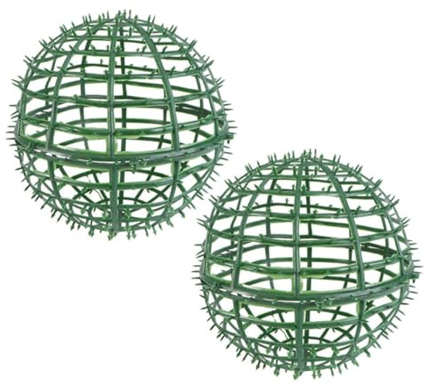 NULYLU 2 Stück Blumenarrangiergestell aus Kunststoff mit Grünem Topiary Kugelrahmen Schnelle Montage für Party und Wohnraumdekoration in Grasball Form
