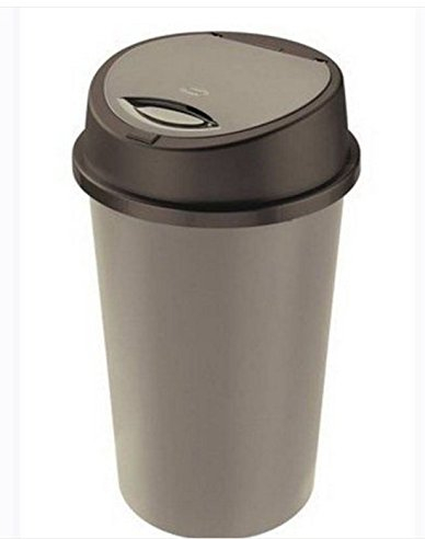 Home In Style PLASTIC KITCHEN BIN 45L 45 L LITER TOUCH TOP BIN/DUSTBIN/RUBBISH BIN/KITCHEN/HOME RECYCLE SWING (45L, SILVER WITH BLACK LID)
