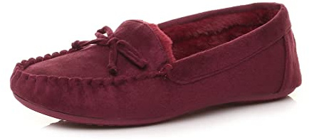 AJVANI Womens Ladies Faux Sheepskin Fur Flexible Sole Boat Shoes Moccasins Slippers Size