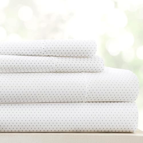 Linen Market 4-teiliges Queen-Bettwäsche-Set (grau gepunktet) – Schlafen Sie Besser als je zuvor mit diesen ultraweichen und kühlenden Bettlaken für Ihr Queen-Size-Bett – Tiefe Tasche für 40,6 cm