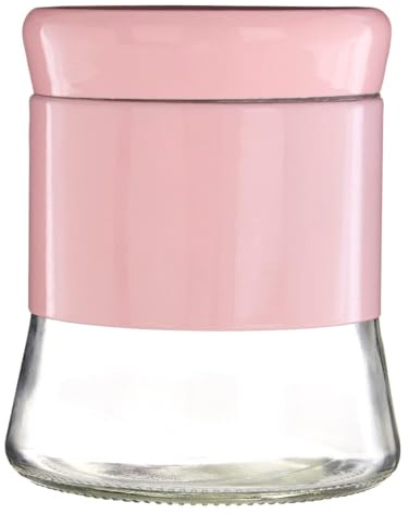 Premier Housewares Black Steel Wrap Glass Storage Jar 800ml Capacity Clear Glass Screw-On Lid Keep Food Fresh Transparent Storage Jar 12 x 14 x 12 cm