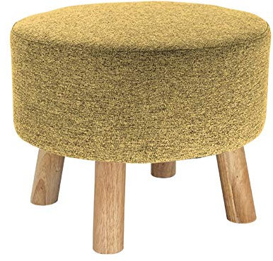 Sitzhocker Sitzbank Sitztruhe Luxus gepolstert großen Fußhocker runden osmanischen Hocker Holz 4 Beine und Leinen Abdeckung (8 Farben) (Farbe : Gelb)