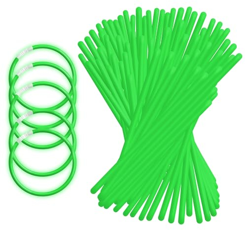 UV FLOOR - 100 Neon Armband-Knicklichter + 100 Verbinder - Premium-Qualität - Leuchtendes Zubehör - Neonlicht - Party - Kostüme - Neongrün