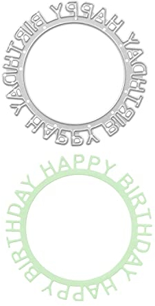 Stanzenshop Stanzschablone Happy Birthday auf rundem Schriftzug, Stanzschablone Geburtstag, Stanzschablone Schrift, Stanzformen, Schablonen, Scrapbooking