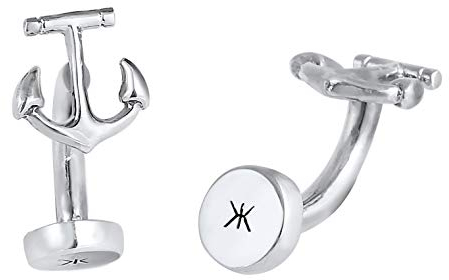 kuzzoi Manschettenknöpfe für Herren mit Anker, 925 Sterling Silber poliert, Cufflinks für das Hemd, Maritimes Männer Geschenk für Hochzeit und Geburtstag, Farbe: silber