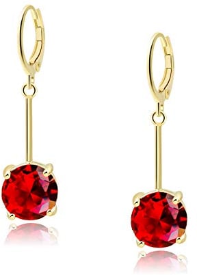VONSSY Edelstein Tropfen Ohrringe | Stilvolle 18 Karat Platin/Vergoldete Leverback Kristall Hängende Ohrhänger | Silber Schmuck Geschenk für Mutter Tochter Ehefrau