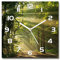 Tulup Glasuhr - 60x60cm - weißen Zeigern - Wanduhr Wandkunst Bild Gehärtetem Glas Uhr Echtglas Küche Wohnzimmer - Wald in der Sonne