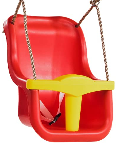 TRIBECCO Kinderschaukel Baby-Schaukelsitz Schaukel Spielplatz Kunststoffschaukel für Babys Schaukel für Babys und Kleinkinder (Rot) belastbar bis 50 kg