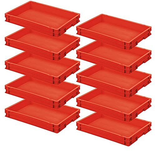 BRB 10 Eurobehälter mit 2 Griffleisten, LxBxH 600x400x75 mm, PP, rot