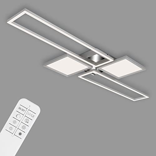 BRILONER - LED Deckenleuchte dimmbar mit Fernbedienung, Mittellicht, schwenkbare LED Deckenlampe, einstellbarer Weißton, eckig, aluminium gebürstet, 1200x425x75mm (LxBxH), Aluminiumfarbig-chrom