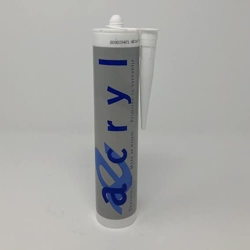 PROVISTON Cartouche acrylique pour plinthes - Acrylique monocomposant - Mastic d'étanchéité à dispersion - Blanc - Peut être peint - 290 ml par cartouche