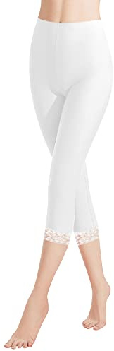 Libella Legging 3/4 Femmes Pantalon de Sport Taille Haute Legging Femme avec Dentelle en Coton Leggings pour Femmes 7/8 Femme Leggings Pantalon Capri Yoga Fitness Pantalon S-XXL