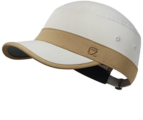 GADIEMKENSD Stretch Army Cap Sport Military Style Sun Hat for Men Women Tripper Cap Summer Cooling Travel Hiking Tactical Cadet Hat Dad Hats Breathable Flat Top Short Bill Corps Hat Cream/Khaki
