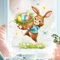 Wandtattoo Loft Fensterbilder Frühling Selbstklebend Ostern Hase mit Eierkorb Motiv – A4 Bogen, Wiederverwendbar – Deko Frühling, Frühlingsbild Fenster, Fensterdeko Frühling, Fensterbild Ostern