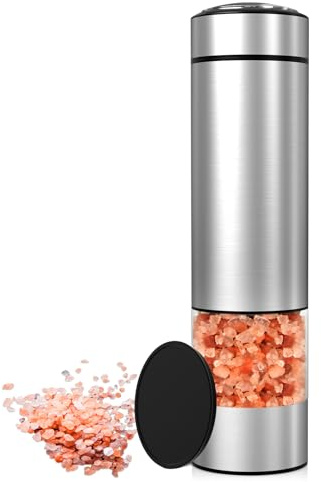 innhom Electric Salt Grinder Pepper Grinder Battery Operated Stainless Steel Pepper Mill Automatic Salt and Pepper Grinder with Adjustable Coarseness (Sliver-1)