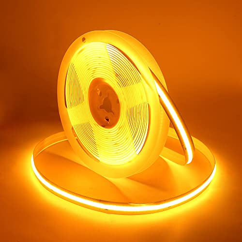 Wisada COB LED Streifen 1m, DC 5V 320 LEDs/m Dimmbar Flexibler LED Lichtband, Innenbereich Nicht Wasserdichte Golden COB LED Band Lichterketten mit Löten Sie Weiß Touch Dimmer für Schrankbeleuchtung